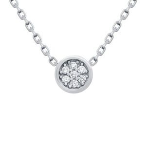 NWOT MINIMALIST STERLING SILVER ROUND CZ CLUSTER BEZEL NECKLACE 16" + 2"